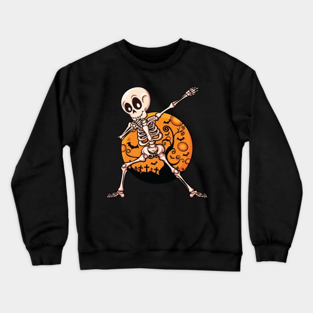 Halloween Boys Girls Dabbing Skeleton Kids Skeleton Dab Crewneck Sweatshirt by silentsoularts